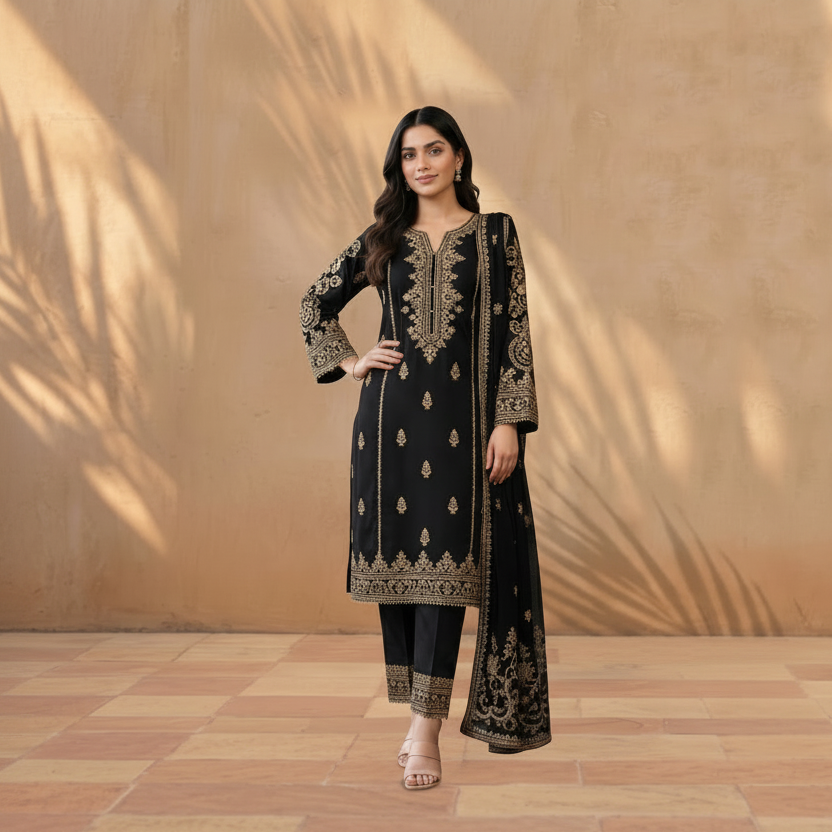Sultaire Premium Cotton Shalwar Kameez – Modern Floral Edition